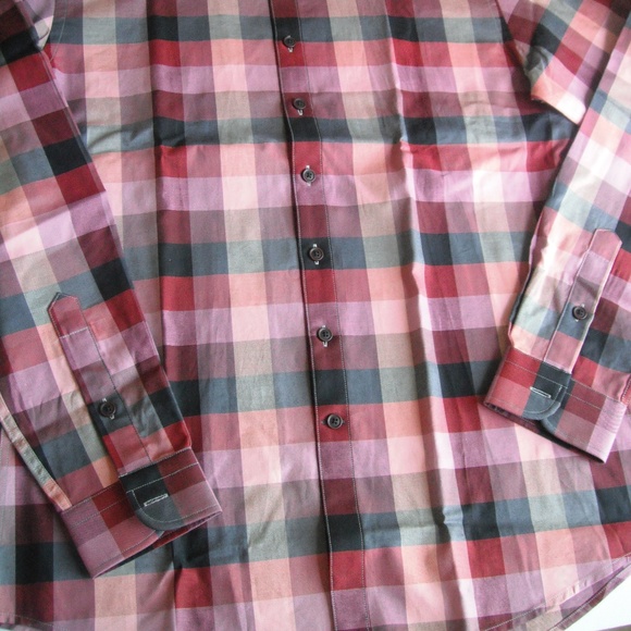 Frank & Oak Multiple Reds Check Long Sleeve Shirt - Picture 2 of 8